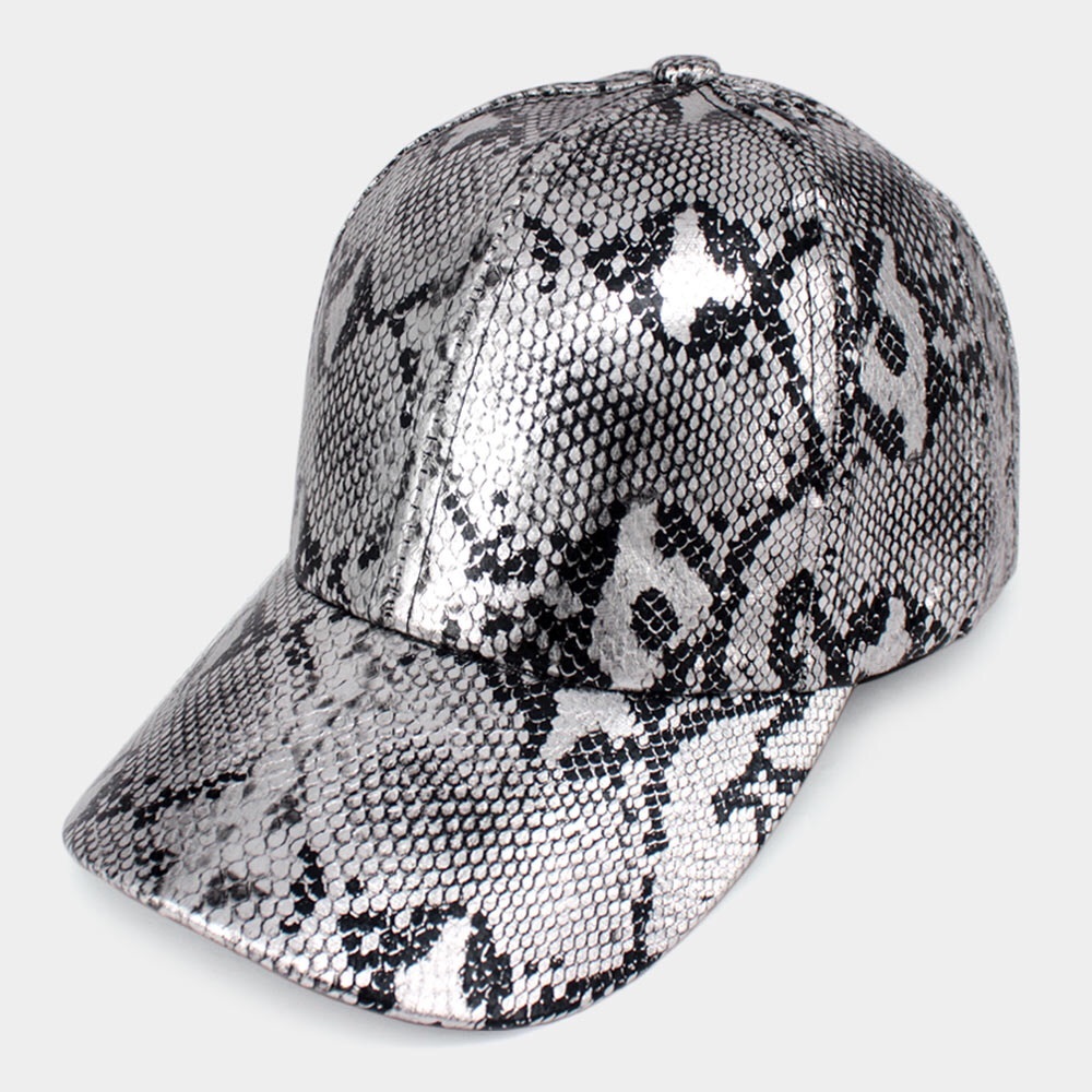Snakeskin Print Baseball Cap